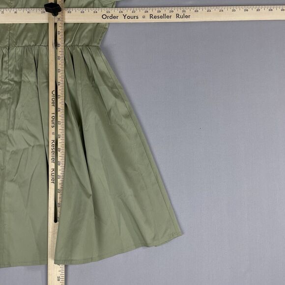 Danielle Bernstein Mini Dress Ladies Sm Green Corset Puff Zip Sleeve Square Neck - Picture 8 of 13